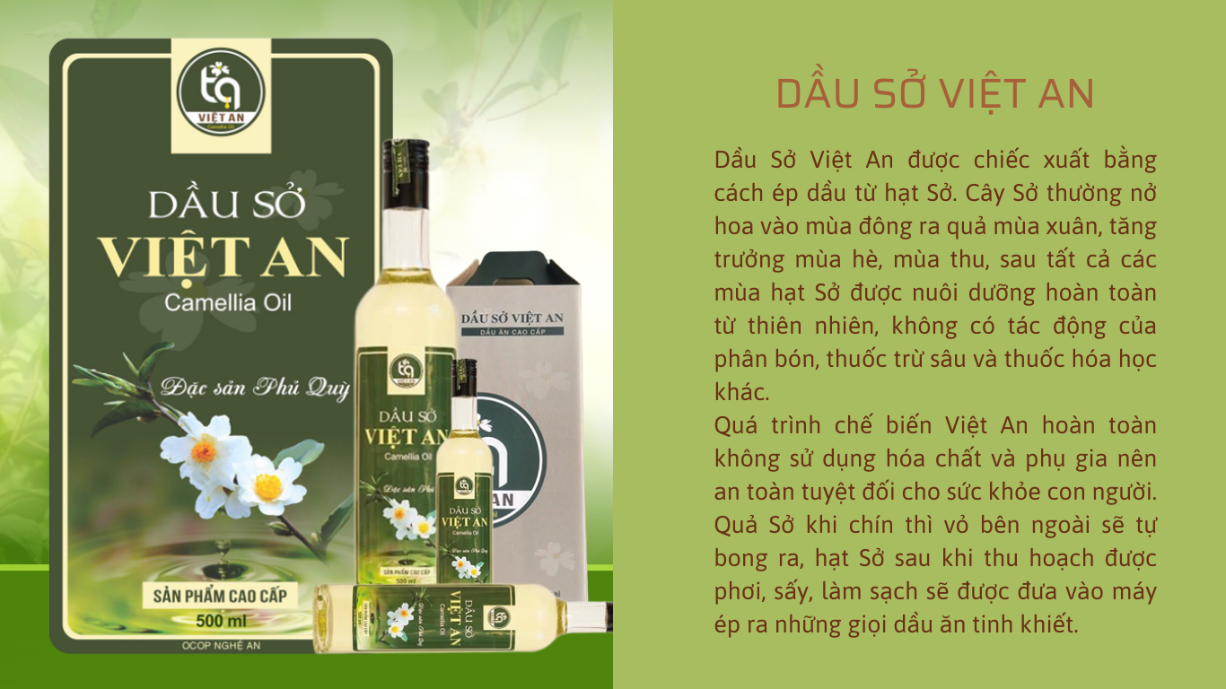 sản phẩm Dầu Sở Việt An - dầu ăn chất lượng cao
